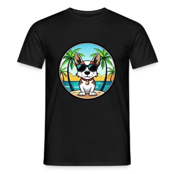 Rat Terrier Hund Rasse Cartoon Sonnenbrille Strand - Männer T-Shirt - Schwarz - Vorne - AI Model Male 178 light (178cm)