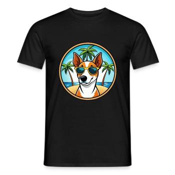 Glatte Foxterrier Hunderasse Cartoon Sonnenbrille - Männer T-Shirt - Schwarz - Vorne - AI Model Male 178 light (178cm)