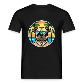 Pug Dog Breed Cartoon Sunglasses Beach - Men's T-Shirt - black - Front - AI Model Male 178 light (178cm)