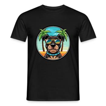 Rottweiler Chien Race Dessin Animé Lunettes De Soleil Plage - T-shirt homme - noir - Devant - AI Model Male 178 light (178cm)