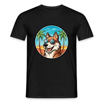 Russischer Jagdhund Rasse Cartoon Sonnenbrille Strand - Männer T-Shirt - Schwarz - Vorne - AI Model Male 178 light (178cm)
