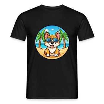 Lunettes de soleil de dessin animé de race de chien de jouet russe plage - T-shirt homme - noir - Devant - AI Model Male 178 light (178cm)