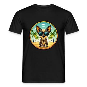 Russian Toy Terrier Dog Breed Cartoon Sunglasses - Men's T-Shirt - black - Front - AI Model Male 178 light (178cm)