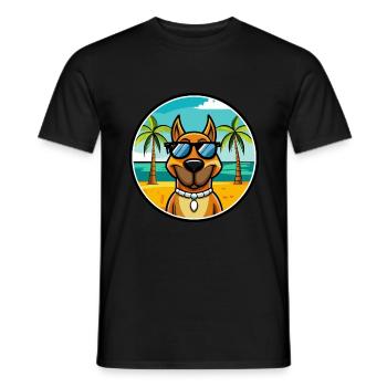 Chien de chasse serbe race dessin animé lunettes de soleil plage - T-shirt homme - noir - Devant - AI Model Male 178 light (178cm)