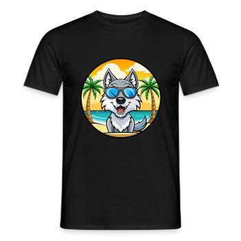 Saarloos Wolfdog Rasse Cartoon Sonnenbrille Strand - Männer T-Shirt - Schwarz - Vorne - AI Model Male 178 light (178cm)