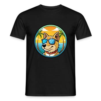 Sapsali Dog Breed Cartoon Sunglasses Beach - Men's T-Shirt - black - Front - AI Model Male 178 light (178cm)