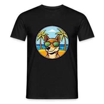 Chien de chasse tricolore serbe race de dessin animé plage - T-shirt homme - noir - Devant - AI Model Male 178 light (178cm)