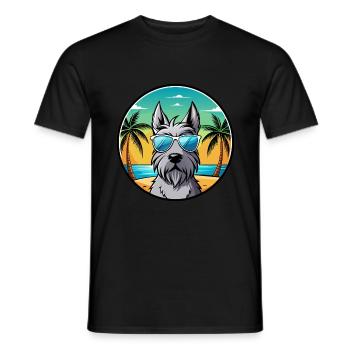 Scottish Terrier Dog Breed Cartoon Sunglass Beach - Men's T-Shirt - black - Front - AI Model Male 178 light (178cm)