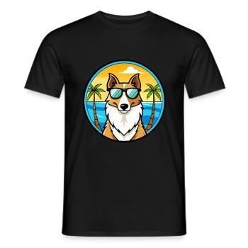 Smooth Collie Chien Race Dessin Animé Lunettes de Soleil Plage - T-shirt homme - noir - Devant - AI Model Male 178 light (178cm)