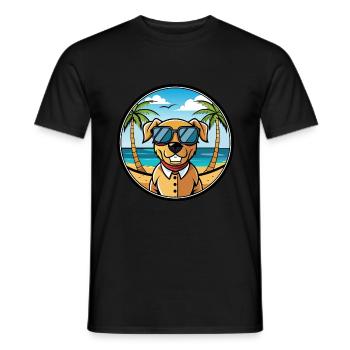 Chien du Sud Race Dessin Animé Lunettes De Soleil Plage - T-shirt homme - noir - Devant - AI Model Male 178 light (178cm)