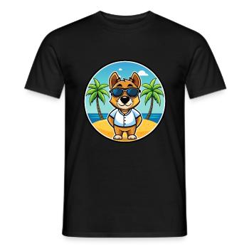 Sporting Lucas Terrier Chien Race Dessin Animé Plage - T-shirt homme - noir - Devant - AI Model Male 178 light (178cm)
