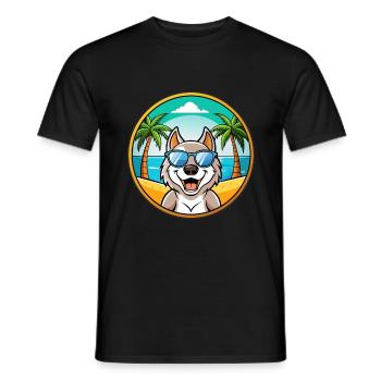 Slovak Cuvac Dog Breed Cartoon Sunglasses Beach - Men's T-Shirt - black - Front - AI Model Male 178 light (178cm)