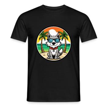 Taigan Kyrgyz Taighany Dog Breed Cartoon Beach - Men's T-Shirt - black - Front - AI Model Male 178 light (178cm)