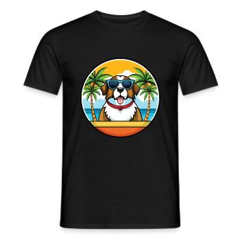 Bernhardiner Hunderasse Cartoon Sonnenbrille Strand - Männer T-Shirt - Schwarz - Vorne - AI Model Male 178 light (178cm)