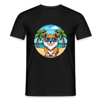 Épagneul tibétain race chien dessin animé lunettes de soleil plage - T-shirt homme - noir - Devant - AI Model Male 178 light (178cm)