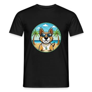 Teddy Roosevelt Terrier Dog Breed Cartoon Beach - Men's T-Shirt - black - Front - AI Model Male 178 light (178cm)