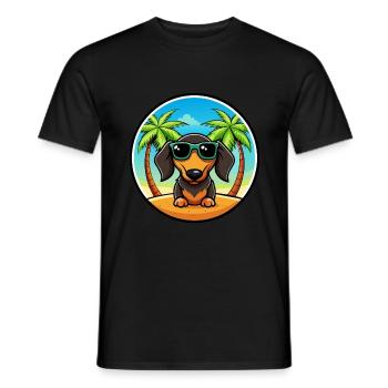 Drahthaardackel Hunderasse Cartoon Sonnenbrille - Männer T-Shirt - Schwarz - Vorne - AI Model Male 178 light (178cm)