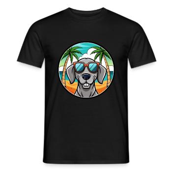 Weimaraner Hund Rasse Cartoon Sonnenbrille Strand - Männer T-Shirt - Schwarz - Vorne - AI Model Male 178 light (178cm)