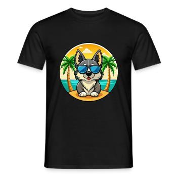 Suédois Vallhund Race Chien Dessin Animé Lunettes De Soleil Plage - T-shirt homme - noir - Devant - AI Model Male 178 light (178cm)