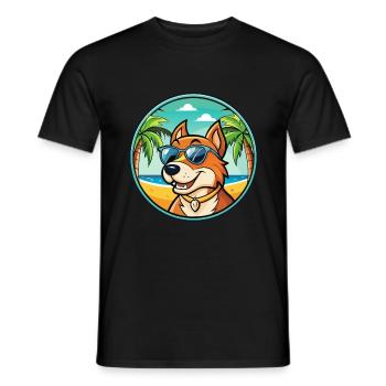 Taigan Dog Breed Cartoon Sunglasses Beach - Men's T-Shirt - black - Front - AI Model Male 178 light (178cm)