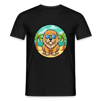 Tibetische Dogge Hunderasse Cartoon Sonnenbrille Strand - Männer T-Shirt - Schwarz - Vorne - AI Model Male 178 light (178cm)