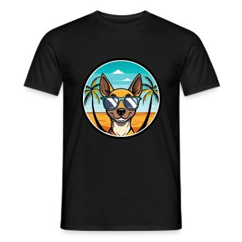 Spielzeug Manchester Terrier Hunderasse Cartoon Strand - Männer T-Shirt - Schwarz - Vorne - AI Model Male 178 light (178cm)