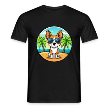 Toy Fox Terrier Chien Race Dessin Animé Lunettes De Soleil Plage - T-shirt homme - noir - Devant - AI Model Male 178 light (178cm)