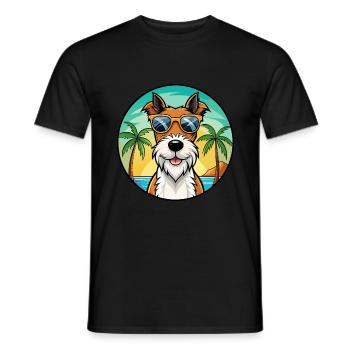 Wire Fox Terrier Dog Breed Cartoon Sunglass Beach - Men's T-Shirt - black - Front - AI Model Male 178 light (178cm)
