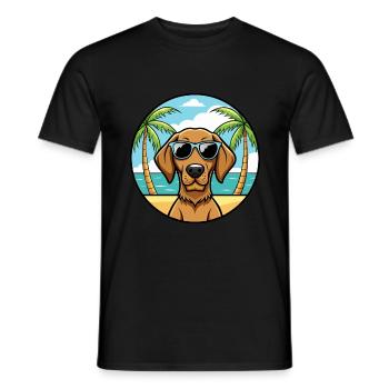 Vizsla à poil dur race de chien dessin animé lunettes de soleil plage - T-shirt homme - noir - Devant - AI Model Male 178 light (178cm)