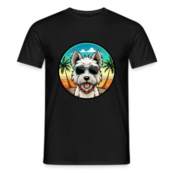 West Highland Terrier Dog Breed Cartoon Sunglasses - Men's T-Shirt - black - Front - AI Model Male 178 light (178cm)