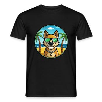 Alano Español Chien Race Dessin animé Lunettes de soleil Plage - T-shirt homme - noir - Devant - AI Model Male 178 light (178cm)