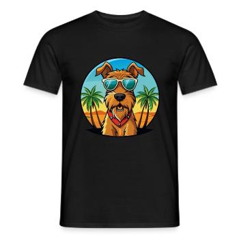 Airedale Terrier Chien Race Dessin Animé Lunettes De Soleil Plage - T-shirt homme - noir - Devant - AI Model Male 178 light (178cm)
