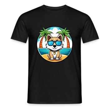 Akbash Hunderasse Cartoon Sonnenbrille Strand - Männer T-Shirt - Schwarz - Vorne - AI Model Male 178 light (178cm)