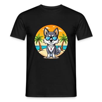 Alaskan Klee Kai Chien Race Dessin Animé Lunettes De Soleil Plage - T-shirt homme - noir - Devant - AI Model Male 178 light (178cm)