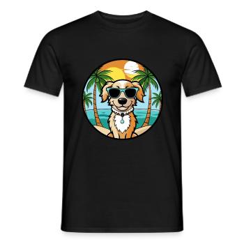 Alpine Spaniel Dog Breed Cartoon Sunglasses Beach - Men's T-Shirt - black - Front - AI Model Male 178 light (178cm)