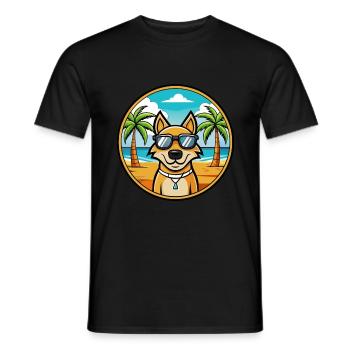 Ariegeois Chien Race Dessin Animé Lunettes de Soleil Plage - T-shirt homme - noir - Devant - AI Model Male 178 light (178cm)