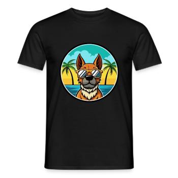 Aryan Molossus Chien Race Dessin Animé Lunettes De Soleil Plage - T-shirt homme - noir - Devant - AI Model Male 178 light (178cm)