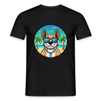 Australian Cattle Dog Breed Cartoon Sunglass Beach - Men's T-Shirt - black - Front - AI Model Male 178 light (178cm)