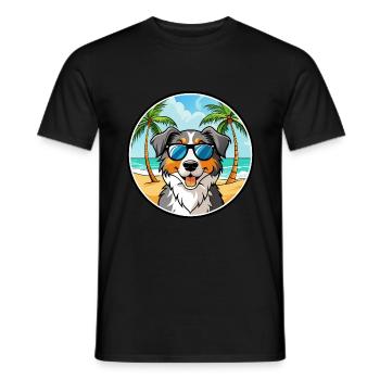 Australian Shepherd Dog Breed Cartoon Sunglasses - Men's T-Shirt - black - Front - AI Model Male 178 light (178cm)