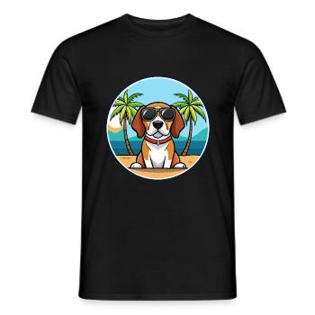 Beagle Chien Race Dessin Animé Lunettes De Soleil Plage - T-shirt homme - noir - Devant - AI Model Male 178 light (178cm)