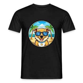 Aidi Chien Race Dessin Animé Lunettes De Soleil Plage - T-shirt homme - noir - Devant - AI Model Male 178 light (178cm)