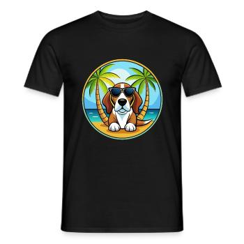 Basset Artesien Normand Dog Breed Cartoon Beach - Men's T-Shirt - black - Front - AI Model Male 178 light (178cm)