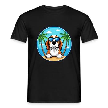 Basset Bleu De Gascogne Dog Breed Cartoon Beach - Men's T-Shirt - black - Front - AI Model Male 178 light (178cm)