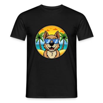 Berger De Beauce Dog Breed Cartoon Sunglass Beach - Men's T-Shirt - black - Front - AI Model Male 178 light (178cm)