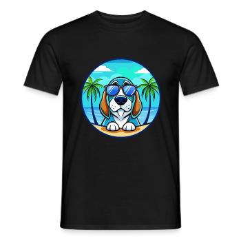 Blue Gascony Basset Dog Breed Cartoon Sunglasses - Men's T-Shirt - black - Front - AI Model Male 178 light (178cm)