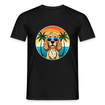 American Cocker Spaniel Hunderasse Cartoon Beach - Männer T-Shirt - Schwarz - Vorne - AI Model Male 178 light (178cm)