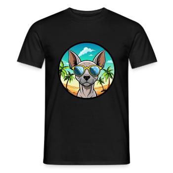 American Hairless Terrier Chien Race Dessin Animé Plage - T-shirt homme - noir - Devant - AI Model Male 178 light (178cm)