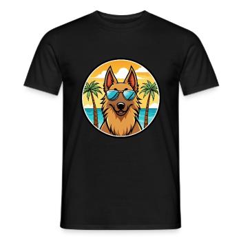 Belge Tervuren Chien Race Dessin Animé Lunettes De Soleil Plage - T-shirt homme - noir - Devant - AI Model Male 178 light (178cm)
