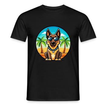 Belge Malinois Chien Race Dessin Animé Lunettes De Soleil Plage - T-shirt homme - noir - Devant - AI Model Male 178 light (178cm)