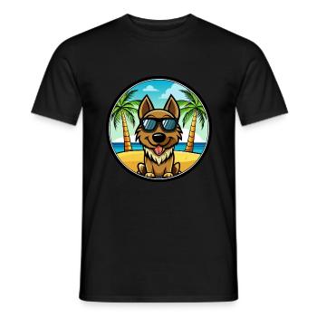 Black Tan Hund Rasse Cartoon Sonnenbrille Strand - Männer T-Shirt - Schwarz - Vorne - AI Model Male 178 light (178cm)
